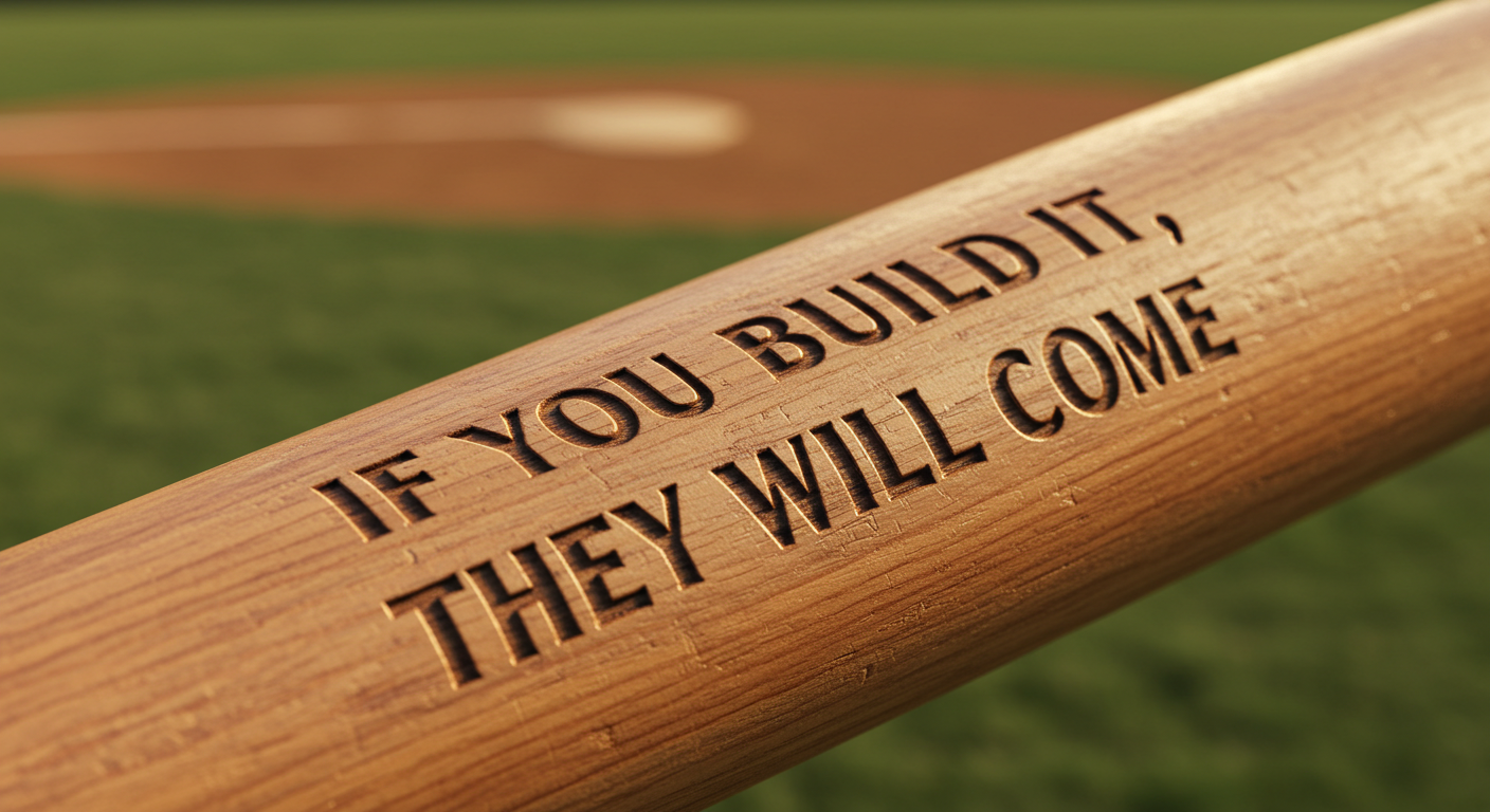 baseball bat engraved with the words "If you build it they will come"